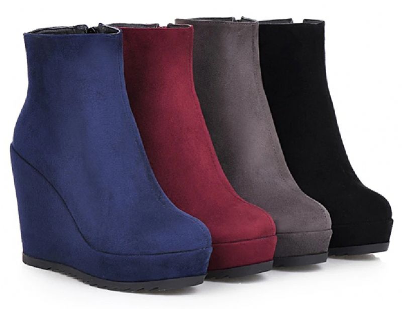 Zoe Dames Winter Herfst Wedge Enkellaarsjes - Zwart