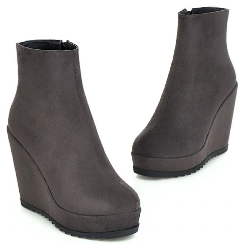 Zoe Dames Winter Herfst Wedge Enkellaarsjes - Zwart