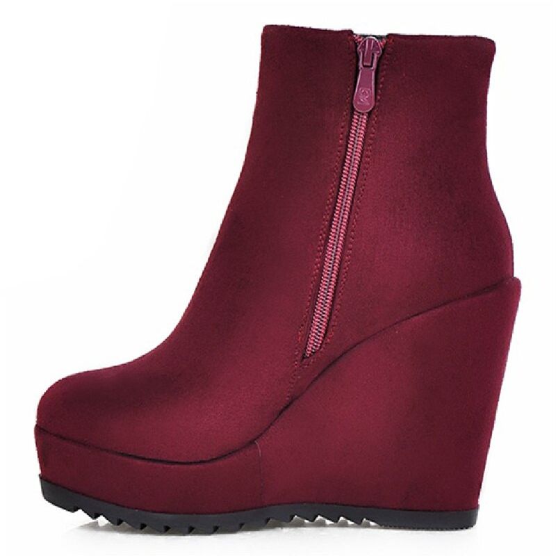 Zoe Dames Winter Herfst Wedge Enkellaarsjes - Zwart
