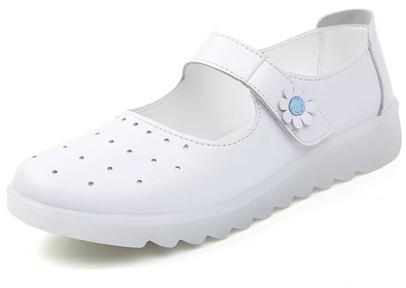 Zoe Dames Witte Platte Schoenen Voor Verpleegster - Wit