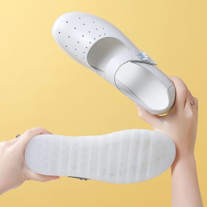 Zoe Dames Witte Platte Schoenen Voor Verpleegster - Wit