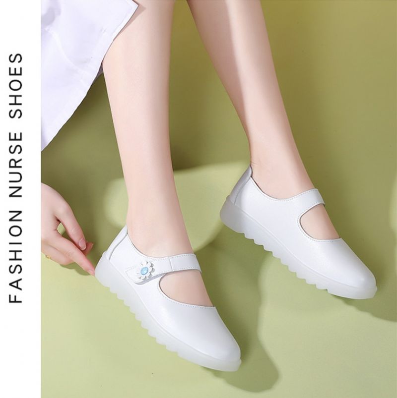 Zoe Dames Witte Platte Schoenen Voor Verpleegster - Wit
