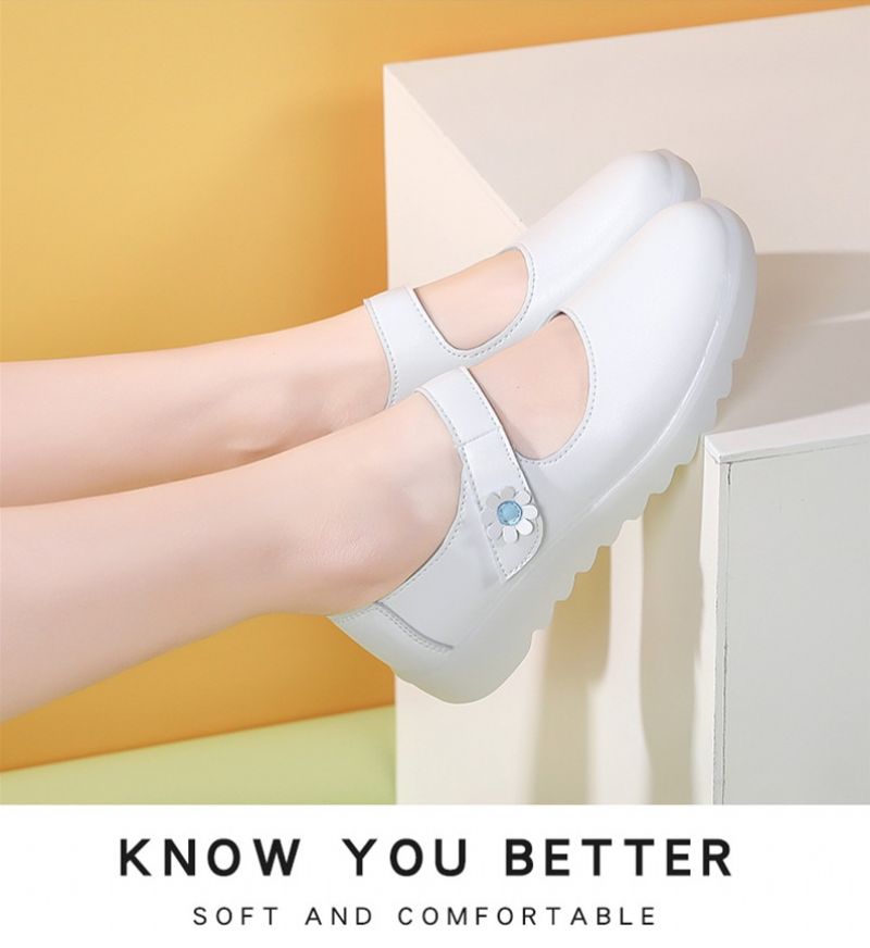 Zoe Dames Witte Platte Schoenen Voor Verpleegster - Wit