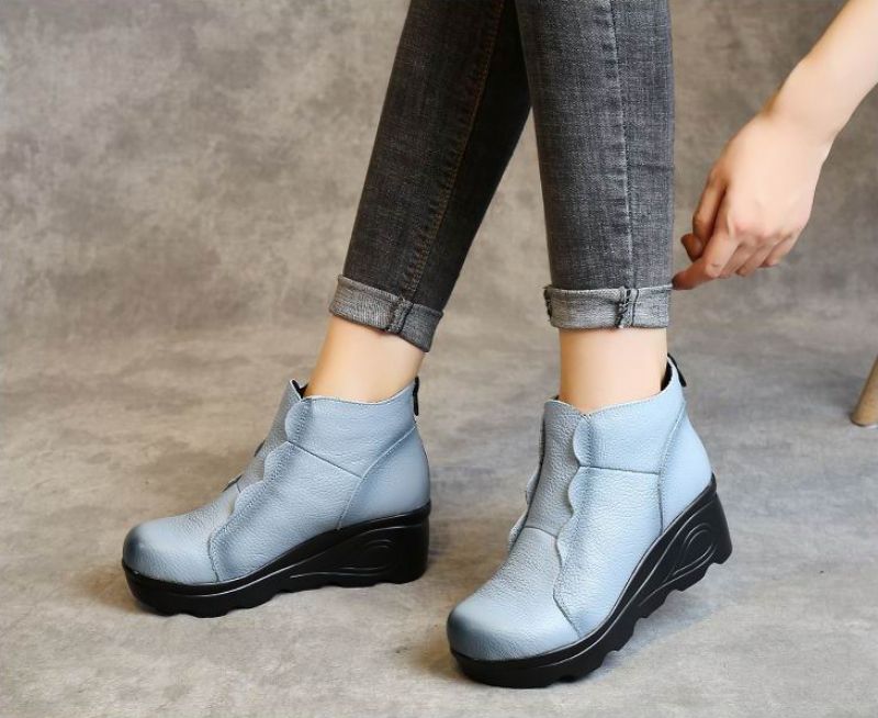 Zuny Dames Platform Laarzen - Blauw