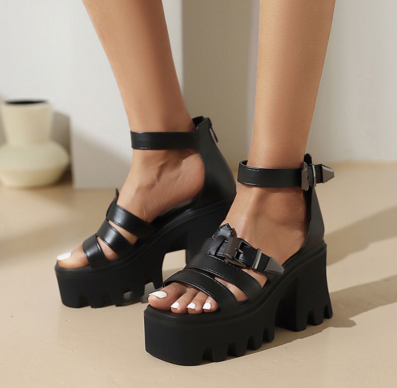 Zuri Dames Plaform Sandaal - Zwart